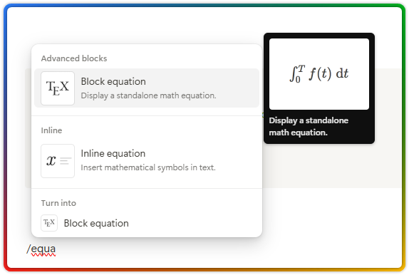 Deep Dive into Notion Blocks 89 Notion Advanced Blocks block equation
