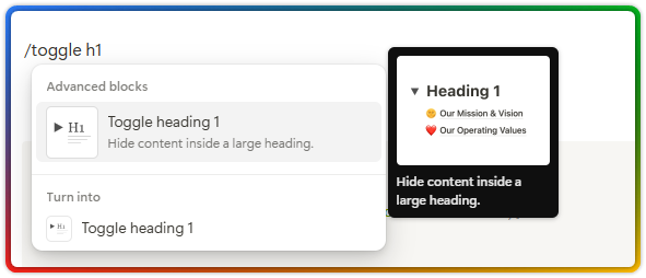 Deep Dive into Notion Blocks 96 Notion Advanced Blocks toggle headings
