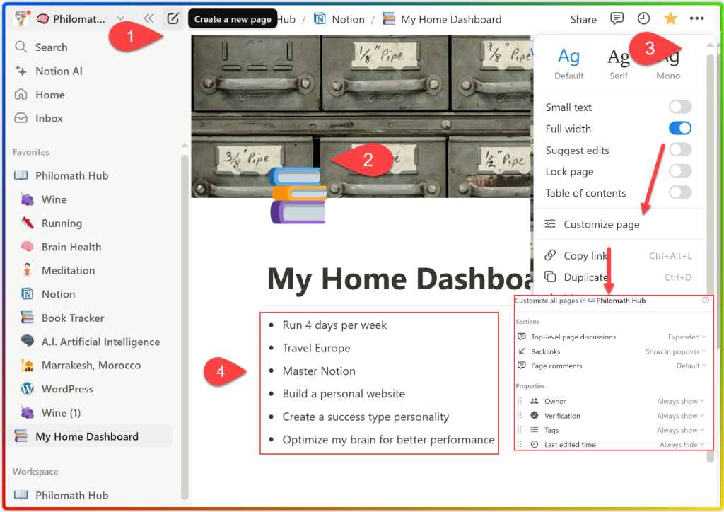 How to Effectively Create Notion Pages 2 create and customize dashboard page in Notion
